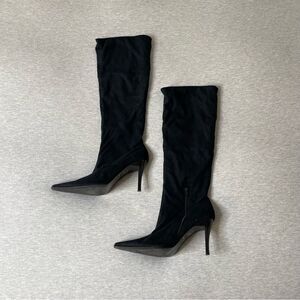 Bakers Women’s Fabric Black Suede Knee-High Heeled Boots